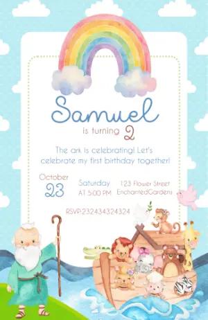 Noah's Ark Birthday Invitation | Cute Editable Template