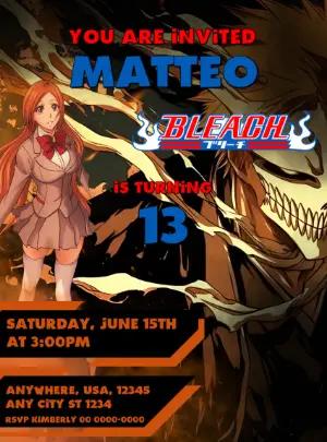 Bleach Anime Birthday Invitation Template | Editable Digital Invite