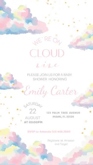 Editable 'On Cloud Nine' Baby Shower Invitation Template