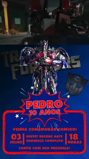Convite Animado Aniversário Transformers para Editar Online