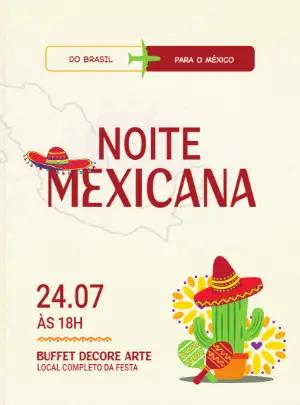 Convite de Aniversário Noite Mexicana Editável Online