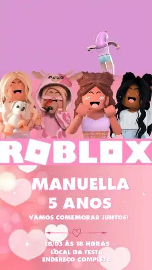Convite Animado Aniversário Roblox Rosa para Editar Online