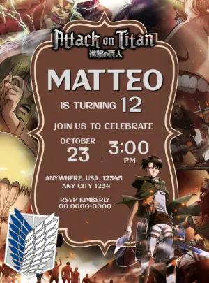 Attack on Titan Birthday Invitation Template to Edit