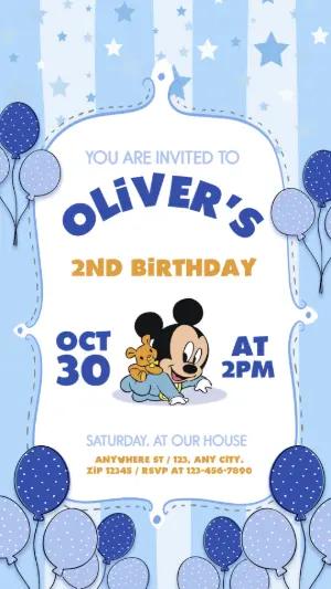 Baby Mickey Birthday Invitation Template to Edit Online
