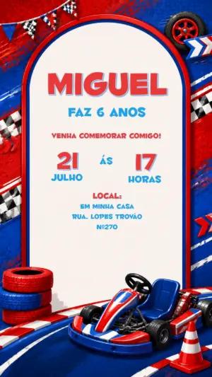 Convite de Aniversário Kart Corrida para Editar
