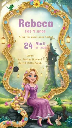 Convite de Aniversário Rapunzel Enrolados Editável Online
