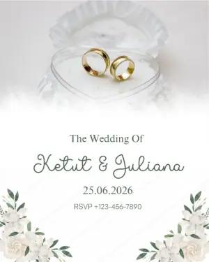 Elegant Wedding Invitation with White Flowers - Editable Template