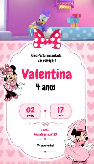 Vídeo Convite de Aniversário Minnie Mouse Rosa para Editar Online