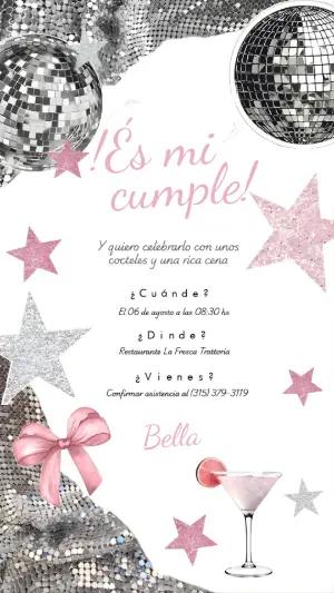 Invitación de Cumpleaños Disco Glam para Editar y Enviar