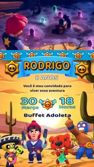 Convite Animado Aniversário Brawl Stars para Editar Online