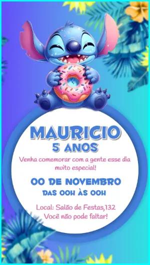 Convite de Aniversário Stitch Aloha para Editar Online