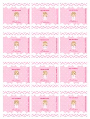 Adesivo para Bala Personalizada Anjinha Rosa Delicada para Editar