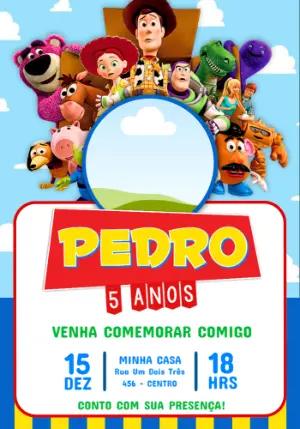Convite de Aniversário Toy Story Colorido para Editar