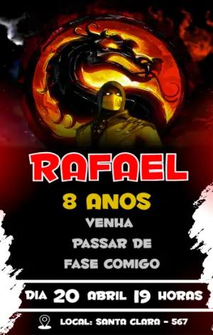 Convite de Aniversário Mortal Kombat com Scorpion Editável