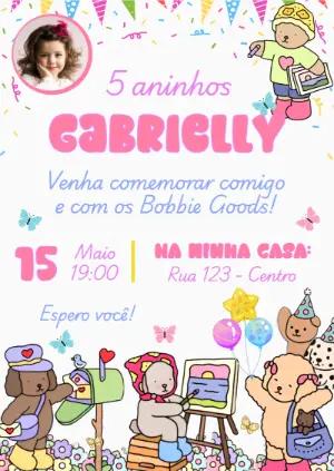 Convite de Aniversário Bobbie Goods com Foto Editável