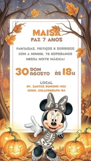 Convite Aniversário Minnie Halloween para Editar Online