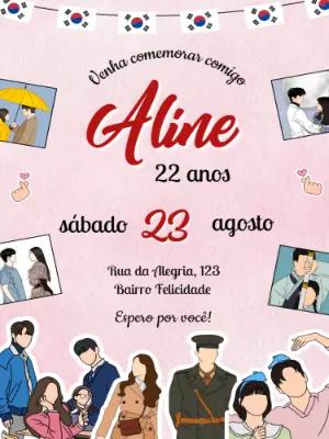 Convite de Aniversário Dorameira com Ilustrações para Editar