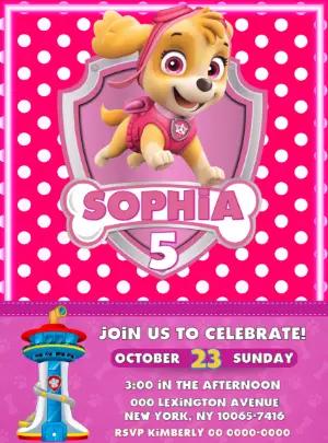 Skye Paw Patrol Birthday Invitation to Edit Online
