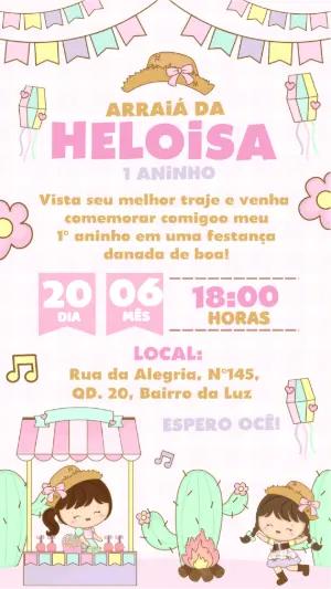 Convite de Aniversário Festa Junina Infantil Editável
