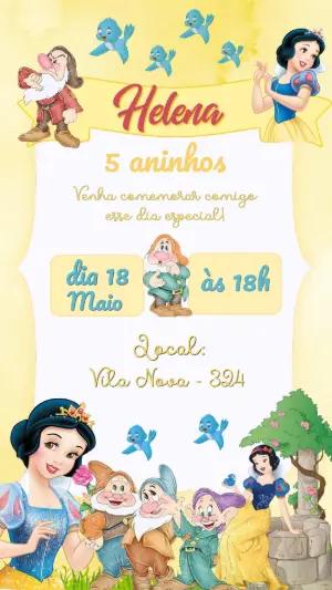 Convite de Aniversário Branca de Neve Clássico para Editar