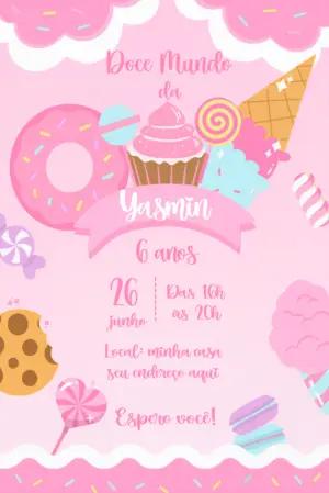 Convite de Aniversário Confeitaria e Doces para Editar Online