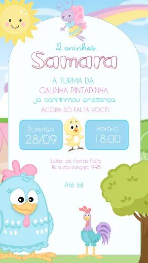 Convite de Aniversário Galinha Pintadinha Colorido para Editar