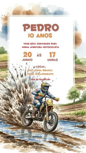 Convite de Aniversário Motocross Radical para Editar Online