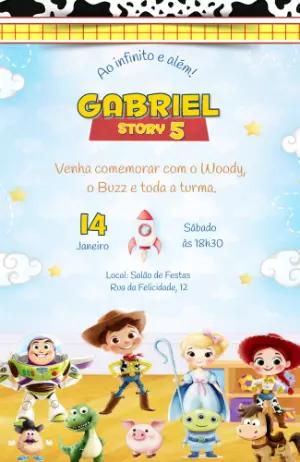 Convite de Aniversário Toy Story Infantil para Editar
