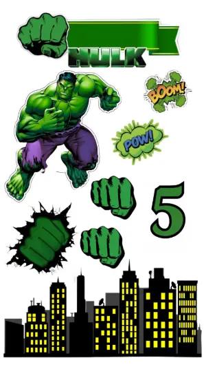 Topo de Bolo Hulk Editável para Aniversário