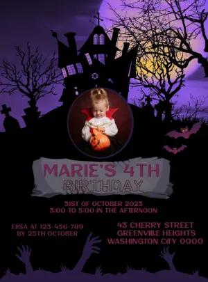 Spooky Haunted House Halloween Birthday Invitation to Edit