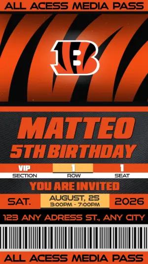 Editable Football Media Pass Birthday Cincinnati Bengals