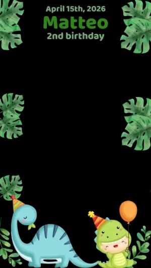 Cute Dinosaur Birthday Story Filter Editable Template