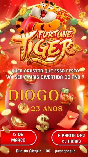 Convite Aniversário Tigrinho da Sorte para Editar Online
