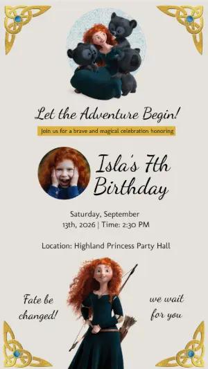 Brave Princess Birthday Invitation | Editable Template