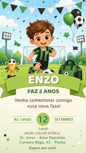 Convite Aniversário Futebol Menino Modelo Editável