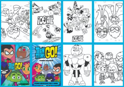 Livrinho de Colorir Jovens Titãs GO! Editável para Aniversário