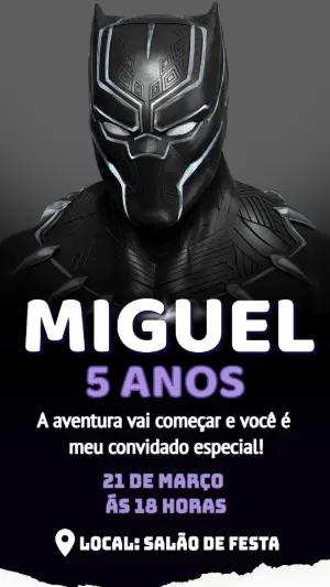 Convite Pantera Negra: Modelo de Aniversário Editável