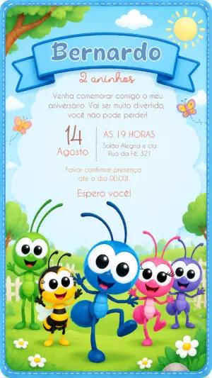 Convite de Aniversário Bob Zoom para Editar Online