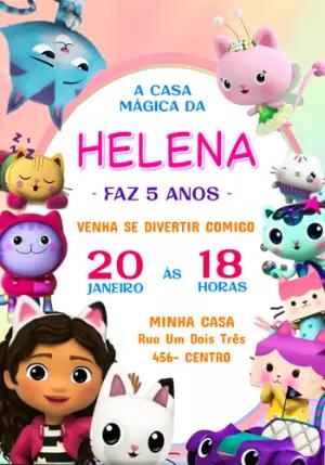 Convite Aniversário A Casa Mágica da Gabby para Editar Online