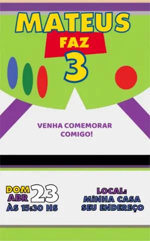 Convite de Aniversário Buzz Lightyear para Editar