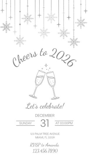 Silver Snowflake New Year's Eve Invitation | Editable Template
