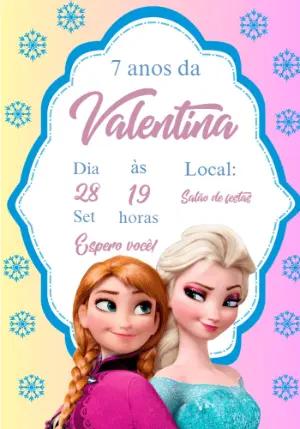 Convite Aniversário Frozen com Anna e Elsa para Editar Online