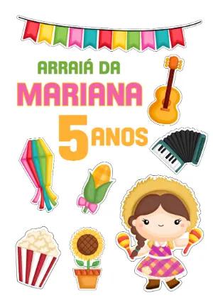 Topo de Bolo Festa Junina Menina para Editar e Imprimir