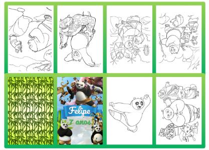 Mini Livro de Atividades Kung Fu Panda Editável com Desenhos para Colorir