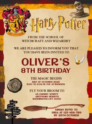 Harry Potter Birthday Invitation Editable Online