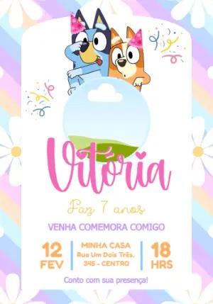 Convite de Aniversário Bluey e Bingo com Foto Editável