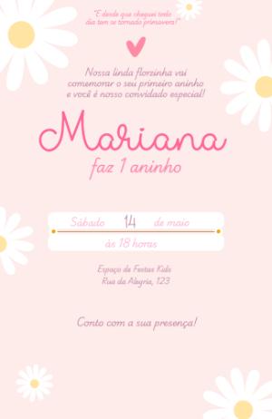 Convite Digital Aniversário Floral Margaridas Editável