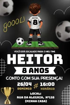 Convite de Aniversário Futebol Infantil Modelo Editável