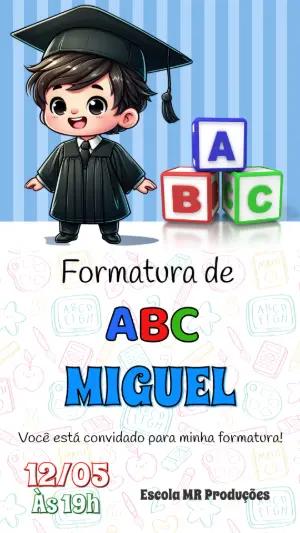 Convite Formatura ABC Menino Fofo para Editar Online