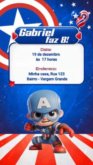 Convite Animado Falante Capitão América Baby para Editar
